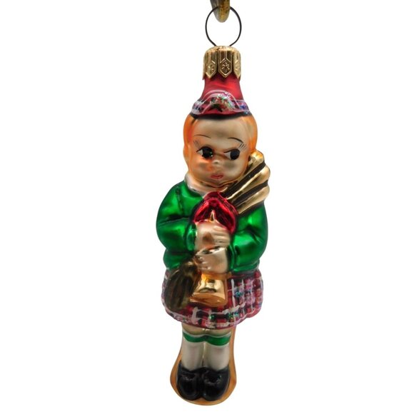 Vintage Christopher Radko Blown Glass Christmas Ornament Wee Piper Scottish Lad - Picture 1 of 5